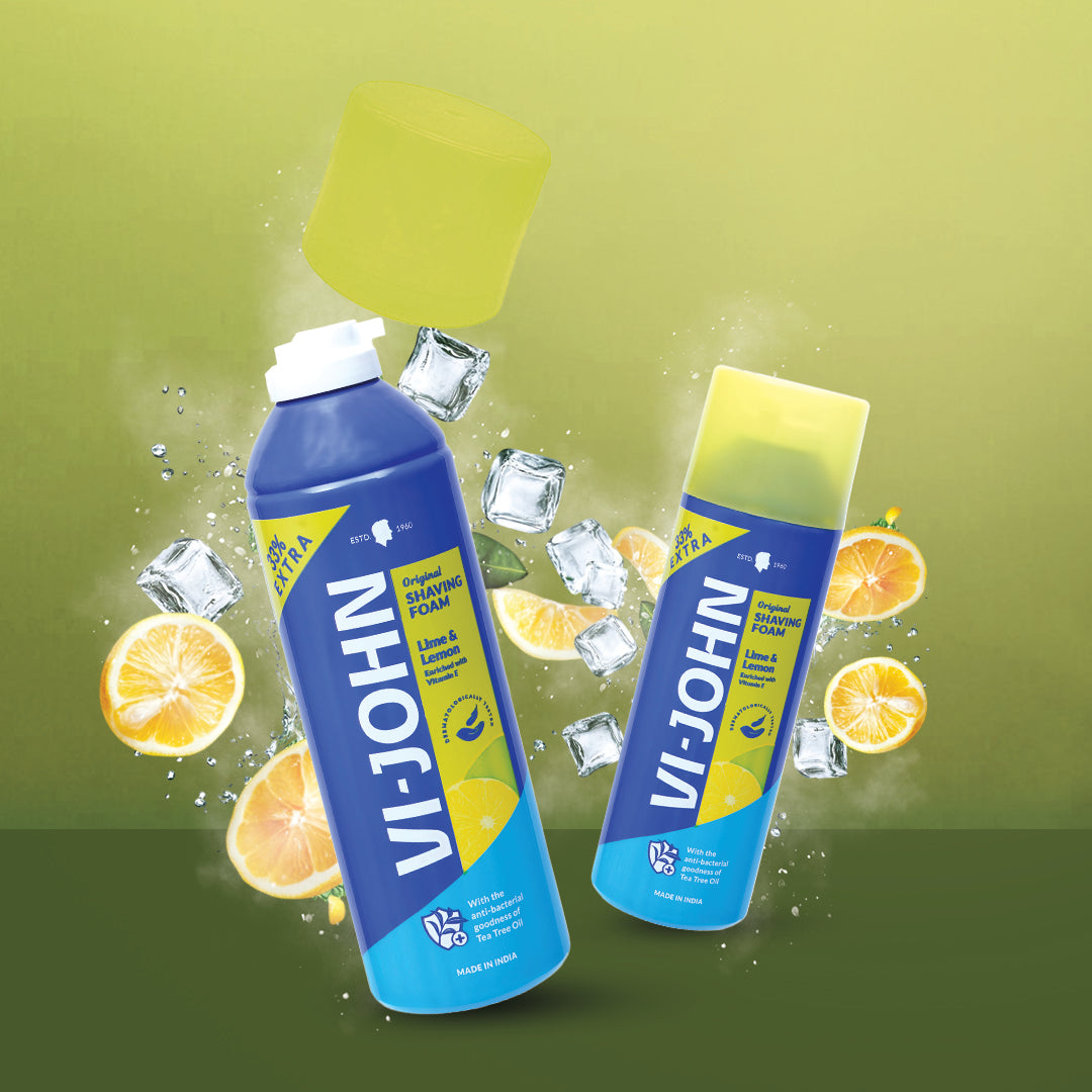 VI-JOHN  Dermatologically Tested Lime & Lemon Shaving Foam enriched with Vitamin E & Tea Tree Oil -401g