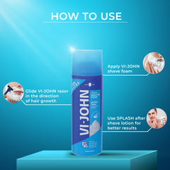 VI-JOHN  Dermatologically Tested All Skin Type Shaving Foam enriched with Vitamin E & Tea Tree Oil-401g