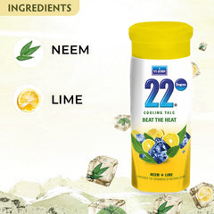 VI-JOHN 22 Degree Cooling Talc Beat the Heat Neem and Lime-100g
