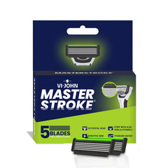 VI-JOHN Masterstroke 5-Blade Shaving Cartridges Pack of 2 |  with Aloe Vera & Vitamin E Strip for All Skin Types