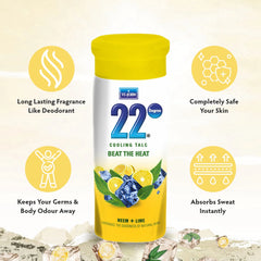 VI-JOHN 22 Degree Cooling Talc Beat The Heat Neem and Lime 300GM