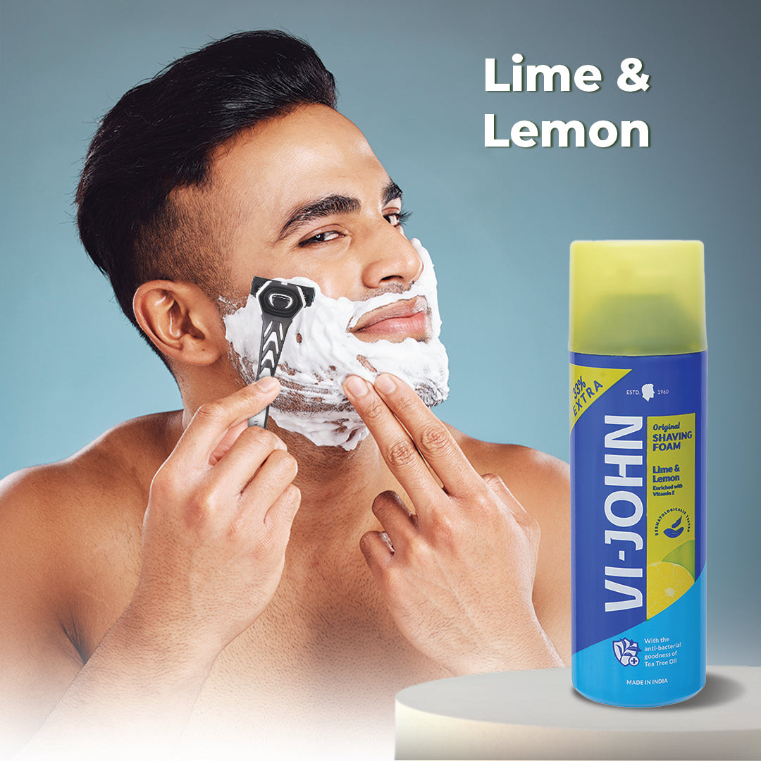 VI-JOHN  Dermatologically Tested Lime & Lemon Shaving Foam enriched with Vitamin E & Tea Tree Oil -401g