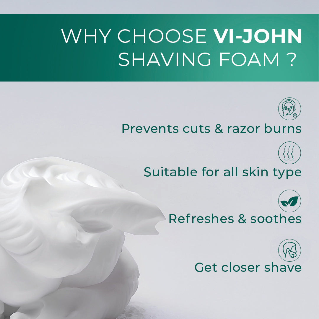 VI-JOHN  Dermatologically Tested Mint & Marine Shaving Foam For All Skin Type enriched with Vitamin E & Tea Tree Oil-401g