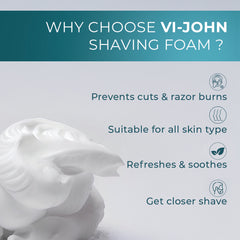 VI-JOHN  Dermatologically Tested All Skin Type Shaving Foam enriched with Vitamin E & Tea Tree Oil-401g