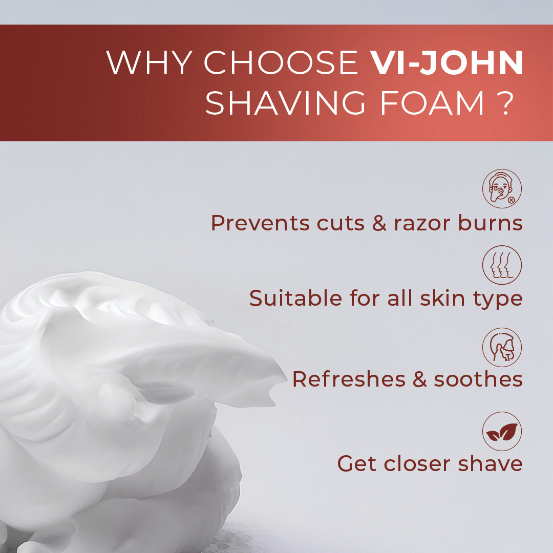 VI-JOHN  Dermatologically Tested Special Moisturizing Formula Shaving Foam enriched with Vitamin E & Tea Tree Oil-401g