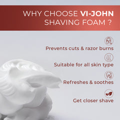 VI-JOHN  Dermatologically Tested Special Moisturizing Formula Shaving Foam enriched with Vitamin E & Tea Tree Oil-401g