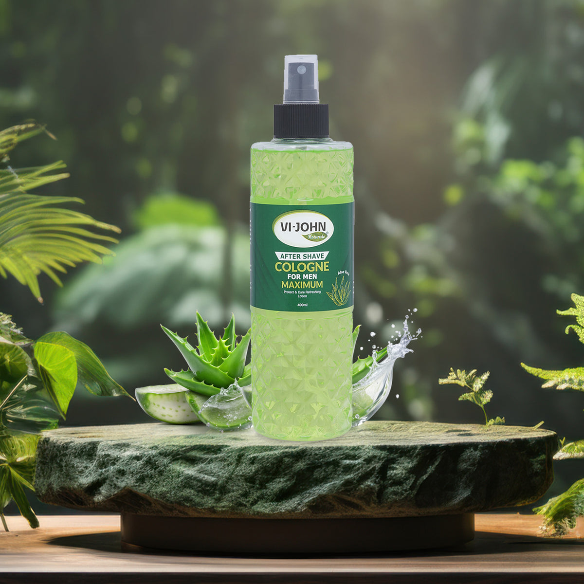 VI-JOHN NATURALE Aloe Vera After Shave Cologne  400ML | For Refreshing & Soothing Skin | Long Lasting Fragrance | for Men