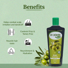 VI-JOHN NATURALE Olive Enriched Hair Oil | Nourish & Protect with Vitamin A.E & F | Natural Hair Growth | for All Hair Types | Men and Women | 300ML
