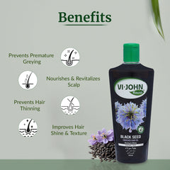 VI-JOHN NATURALE Black Seed Enriched Hair Oil | Strong & Shiny Hair with Vitamin A.E & F | Natural Hair Growth | for All Hair Types | Men and Women | 300ML