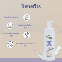 VI-JOHN NATURALE Cleansing Milk with Milk 500ml |Protein For Deep Pore Cleansing | Removes Dirt Pollutants | Effective Makeup Remover | Moisturizing Cleanser | For All Skin Types