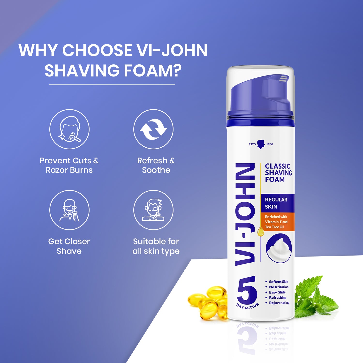 VI-JOHN Classic Shaving Foam for Normal Skin 200 g