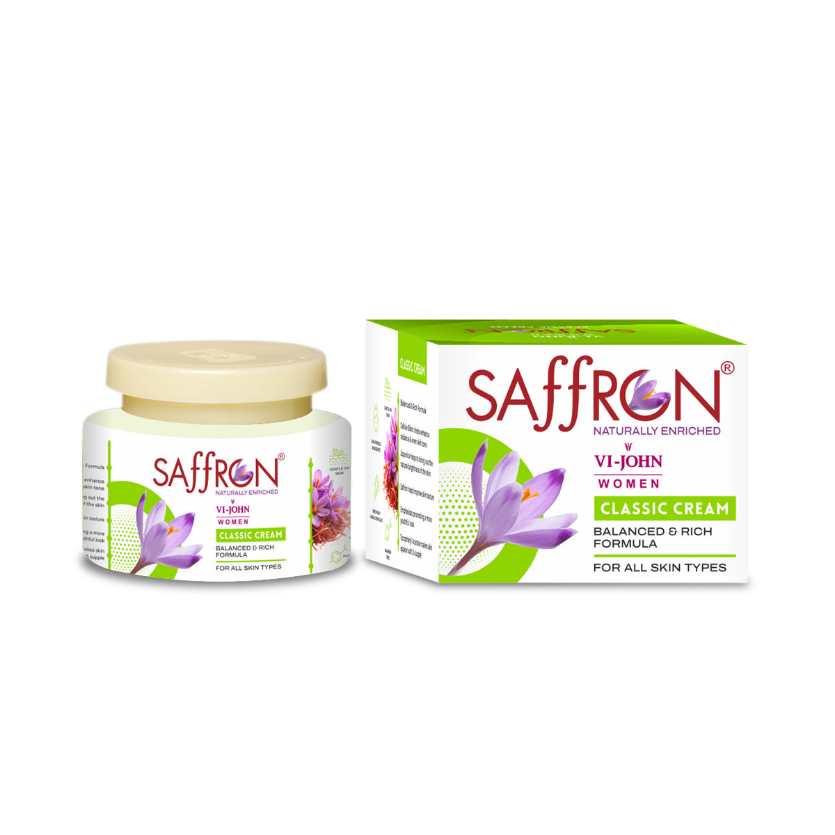 VI-JOHN Saffron Classic Fairness Cream 50GM | Enriched With Vitamin E