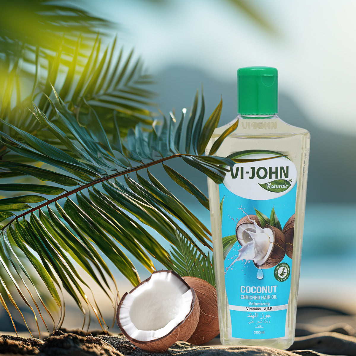 VI-JOHN NATURALE Coconut Enriched Hair Oil 300ML | Volumizing with Vitamin A.E & F | Natural Hair Growth | for All Hair Types | Men and Women