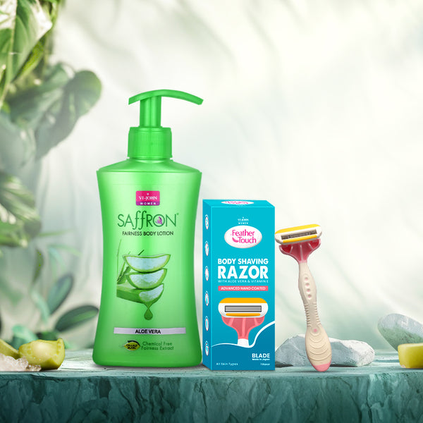 Aloe vera body lotion + Body shaving razor