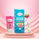 Body shaving razor and hair removal cream