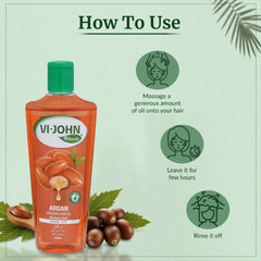 VI-JOHN NATURALE Argan Enriched Hair Oil 300ML | Moisture & Softness with Vitamin A.E & F | Natural Hair Growth | for All Hair Types | Men and Women