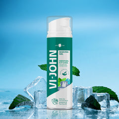 VI-JOHN Menthol Icy Cool Shave Gel with Mint and Cooling Crystals – Refreshing & Smooth Shaving Experience | For All Skin Types