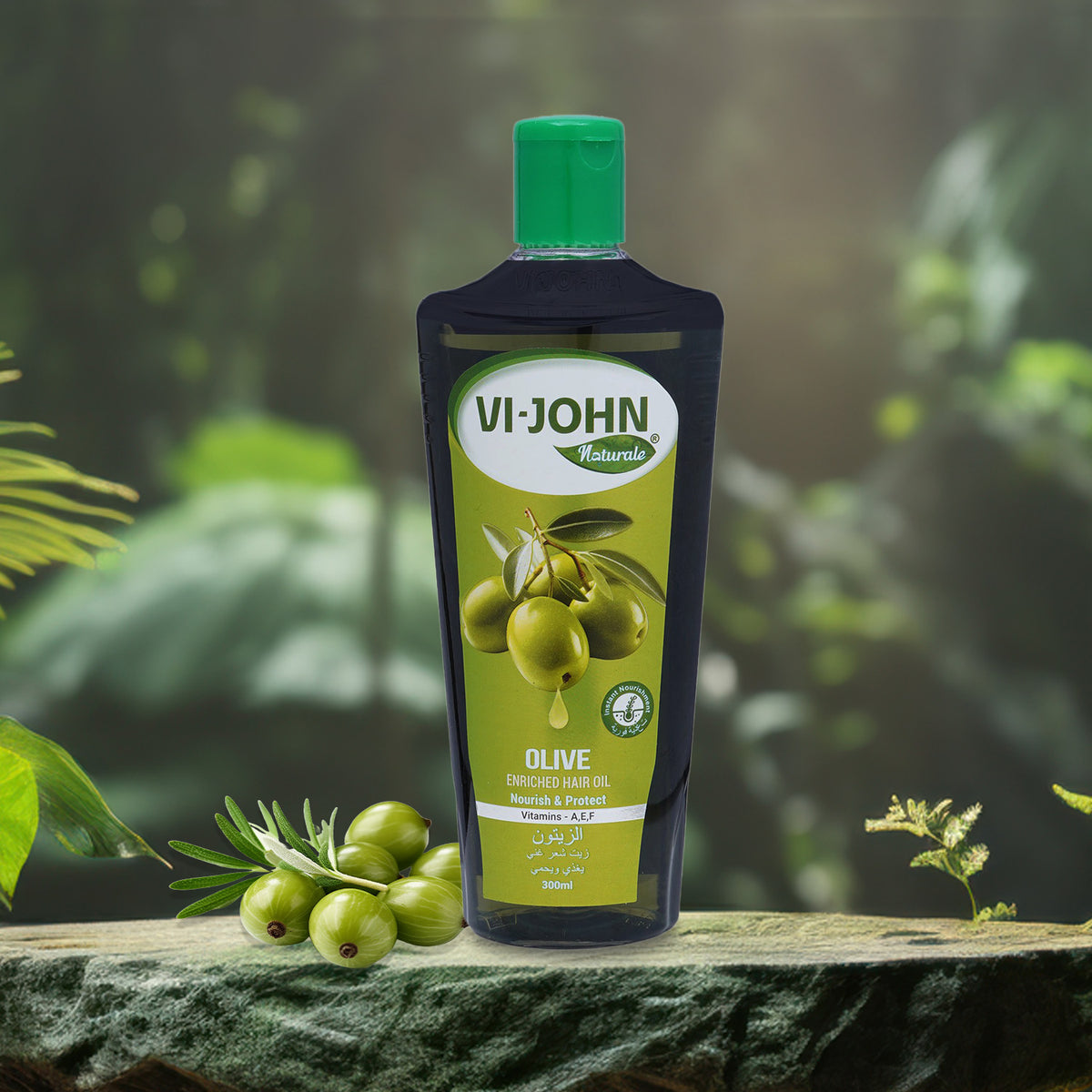 VI-JOHN NATURALE Olive Enriched Hair Oil | Nourish & Protect with Vitamin A.E & F | Natural Hair Growth | for All Hair Types | Men and Women | 300ML