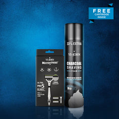 Charcoal Shaving Foam and 5 Blades Razor Combo pack