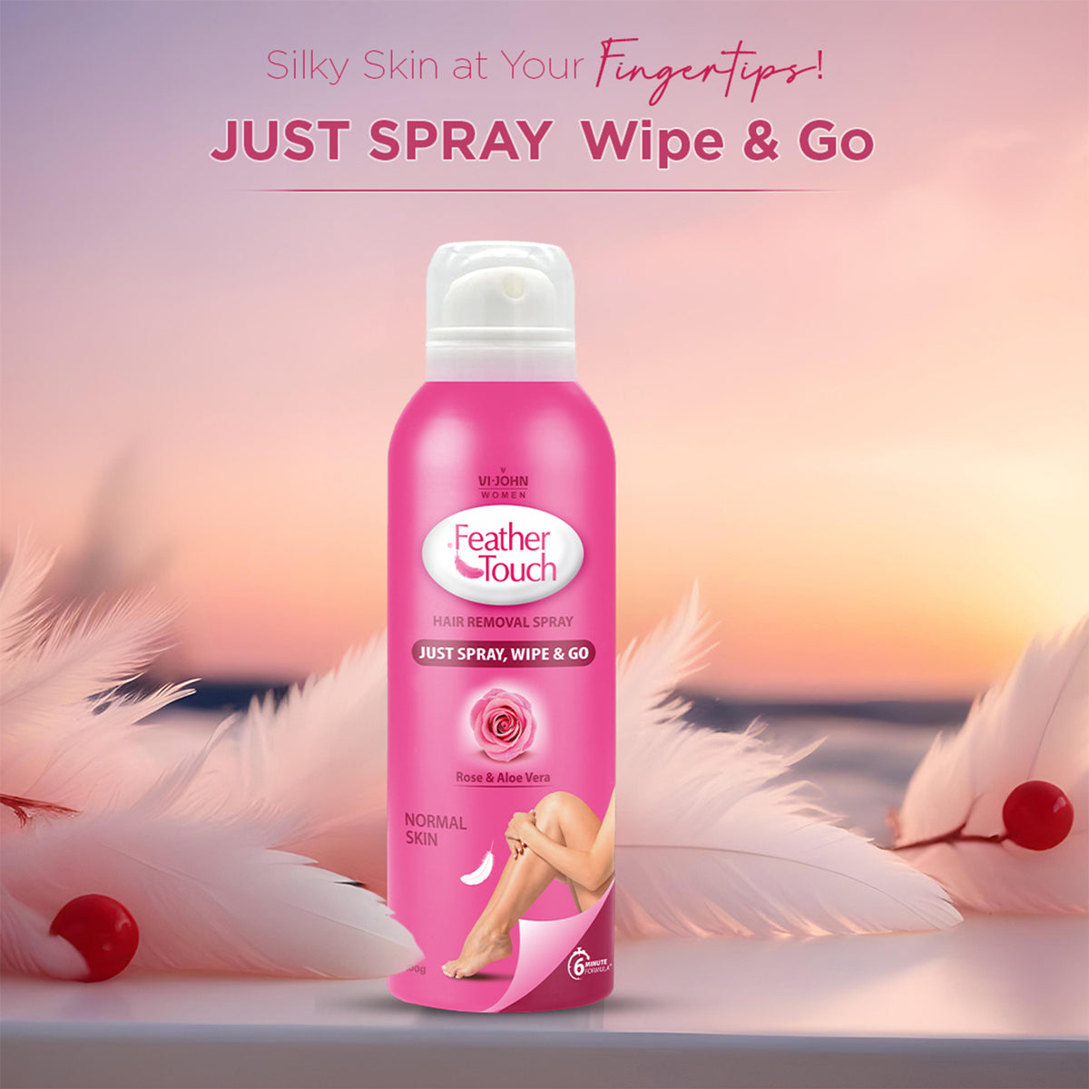 Feather Touch Rose & Aloe Vera Hair Removal Spray for women | 100gm
