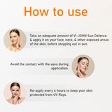 VI-JOHN Sunscreen - SPF 50 PA+++ Brightening Skin Glow Sunscreen, No White Cast with Vitamin C & 1% Hyaluronic  (100 g)