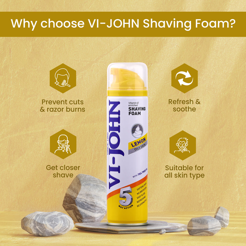 VI-JOHN Lemon Shaving Foam 200 GM- Pack of 2