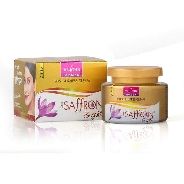 VI-JOHN Women Gold Saffron Fairness Cream For Uneven Skin Tone & Rejuvenate Skin | Chemical Free Face Cream For Radiant Glow And Dark Spots (All Type Skin) 50GM (Pack Of 5)