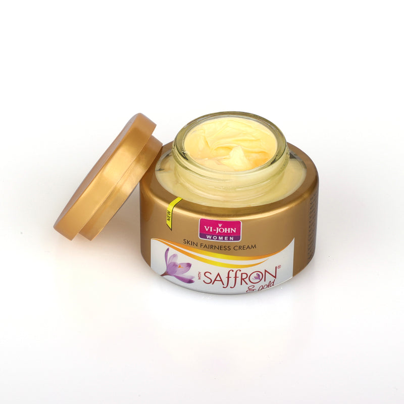 VI-JOHN Women Gold Saffron Fairness Cream For Uneven Skin Tone & Rejuvenate Skin | Chemical Free Face Cream For Radiant Glow And Dark Spots (All Type Skin) 50GM (Pack Of 6)