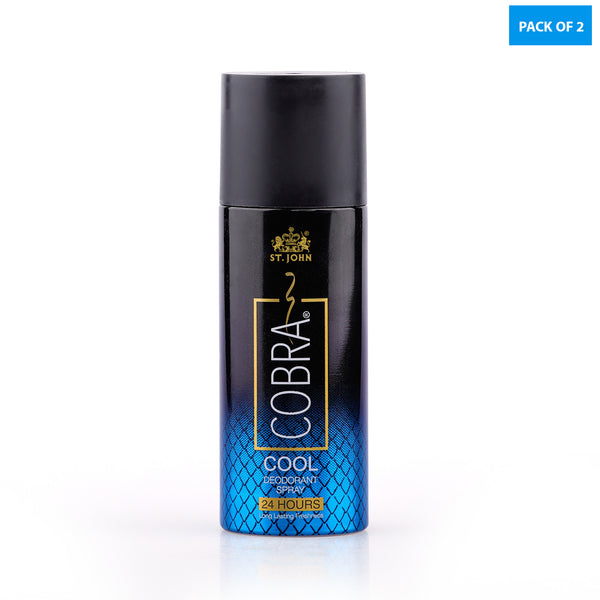 St-John Cobra Limited Edition Cool Long Lasting Deodorant Body Spray - For Men , 24 Hrs Freshness - 150 ML (Pack Of 2)
