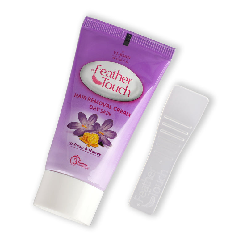 Feather Touch Saffron & Honey Hair Removal Cream for Women With No Ammonia, No Smell Formula, For Dry Skin - 40g