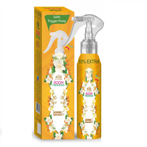 ST.JOHN Room Freshener Jasmine & Sandalwood | Water Based Natural Fragrance | Upto 100 Sprays - 250 ML
