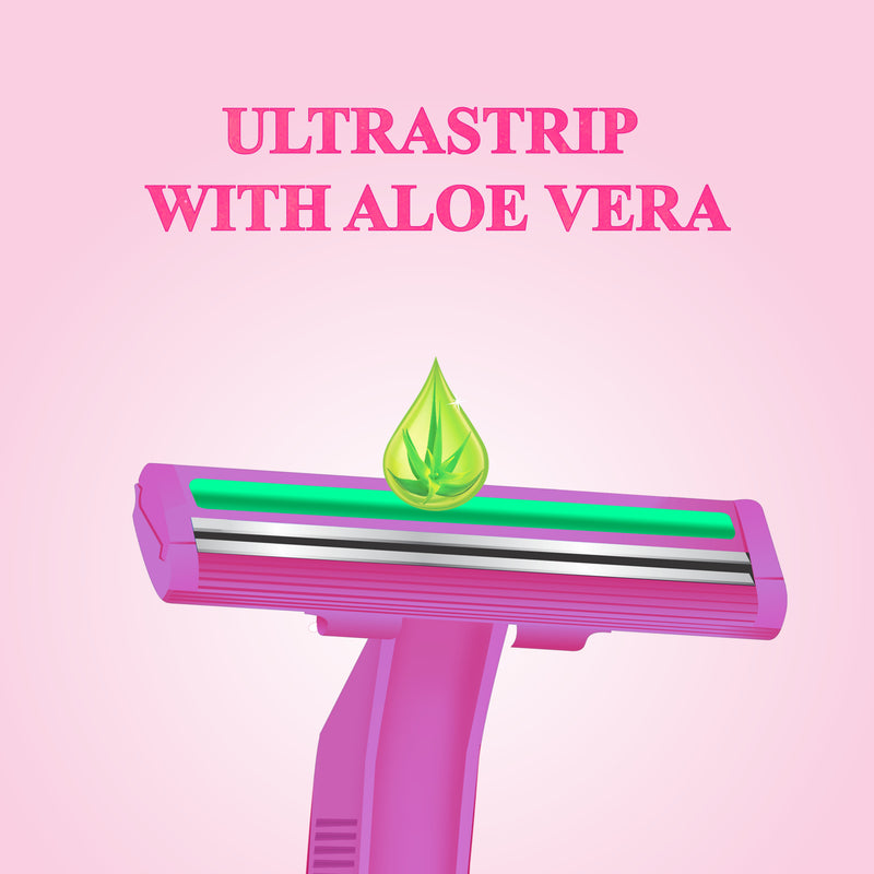 VI-JOHN Women Feather Touch Twin Blade Shaving Razors With Lubricating Aloe Vera Strip(Contain 5 Pcs)