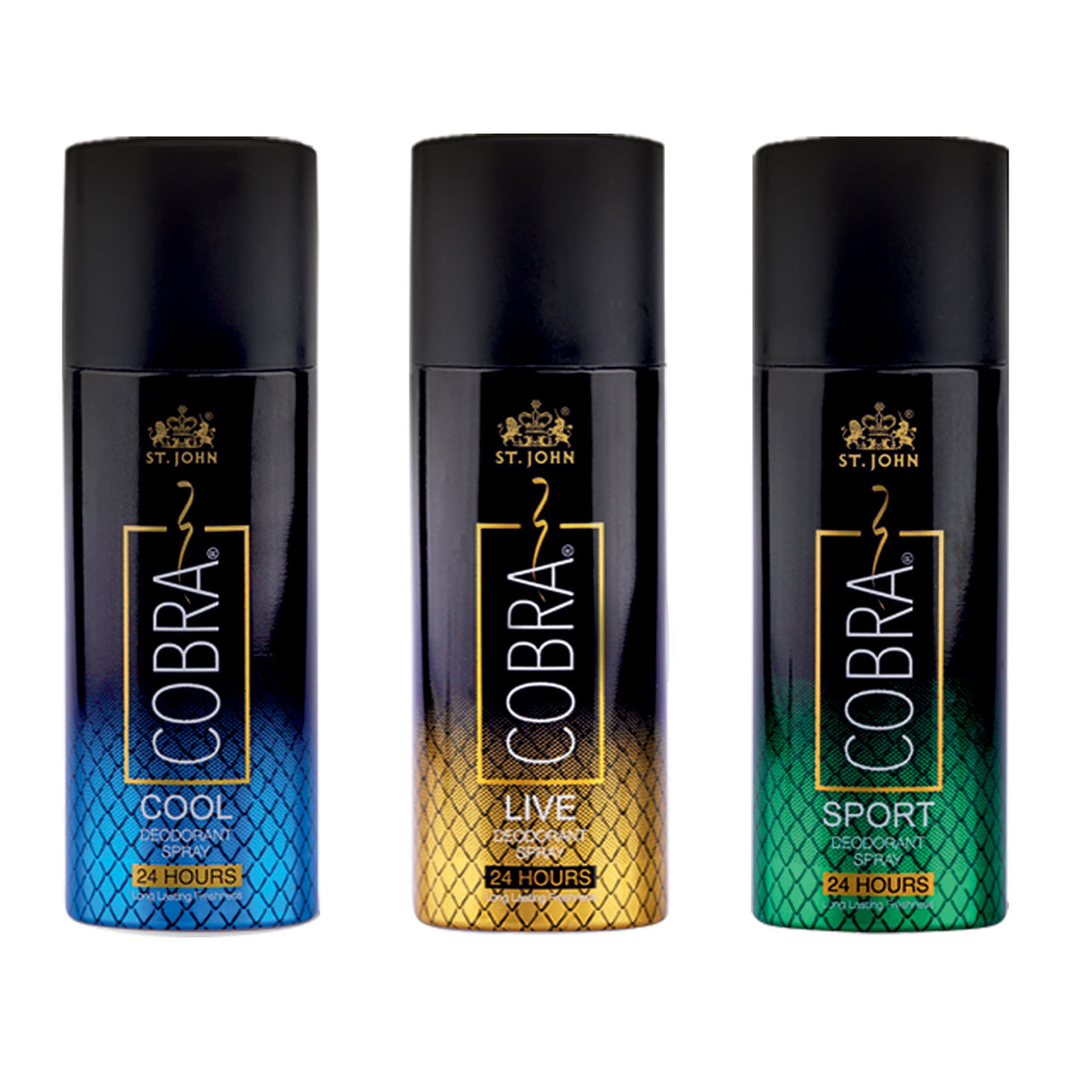 Cobra Active Deo Combo ( Cobra Live Long-lasting Deodorant + Cobra Sport Long-lasting Deodorant + Cobra Cool Long-lasting Deodorant ) 50ML