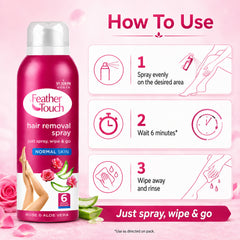 VI-JOHN Feather Touch Rose & Aloe Vera Hair Removal Spray for women 100GM