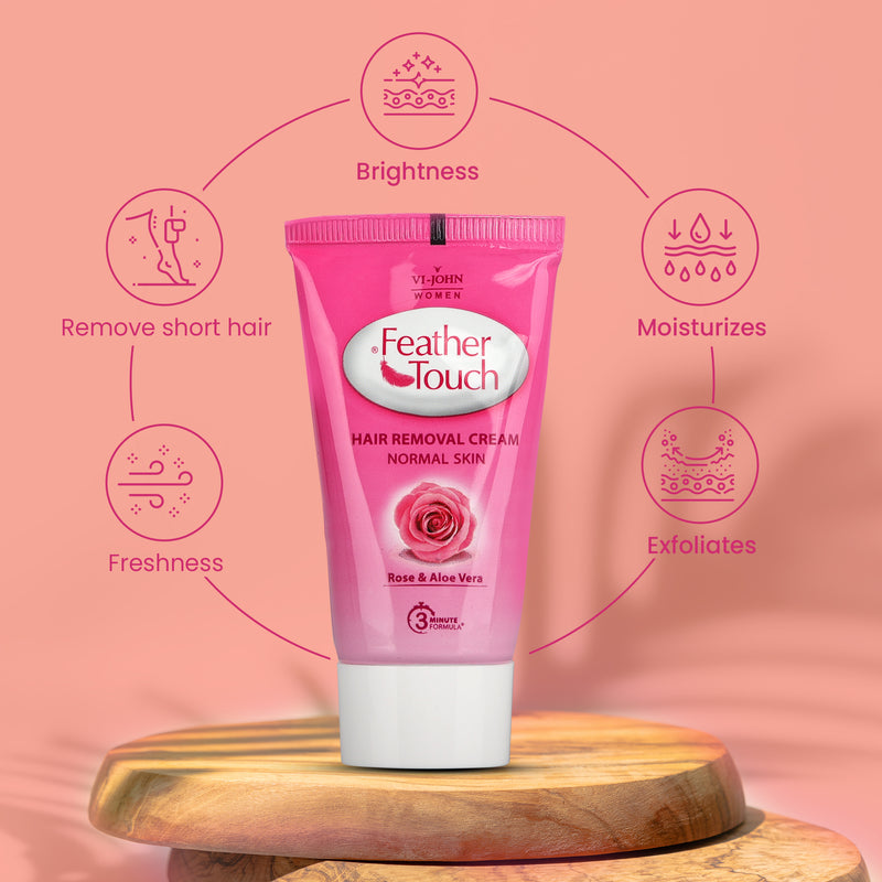 Feather Touch Rose Hair Removal Cream for Women With No Ammonia, No Smell Formula, For Normal Skin - 40g