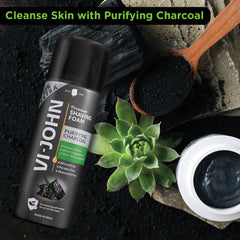 VI-JOHN Purifying Charcoal Shaving Foam - Enriched with Aloe Vera & Jojoba Oil