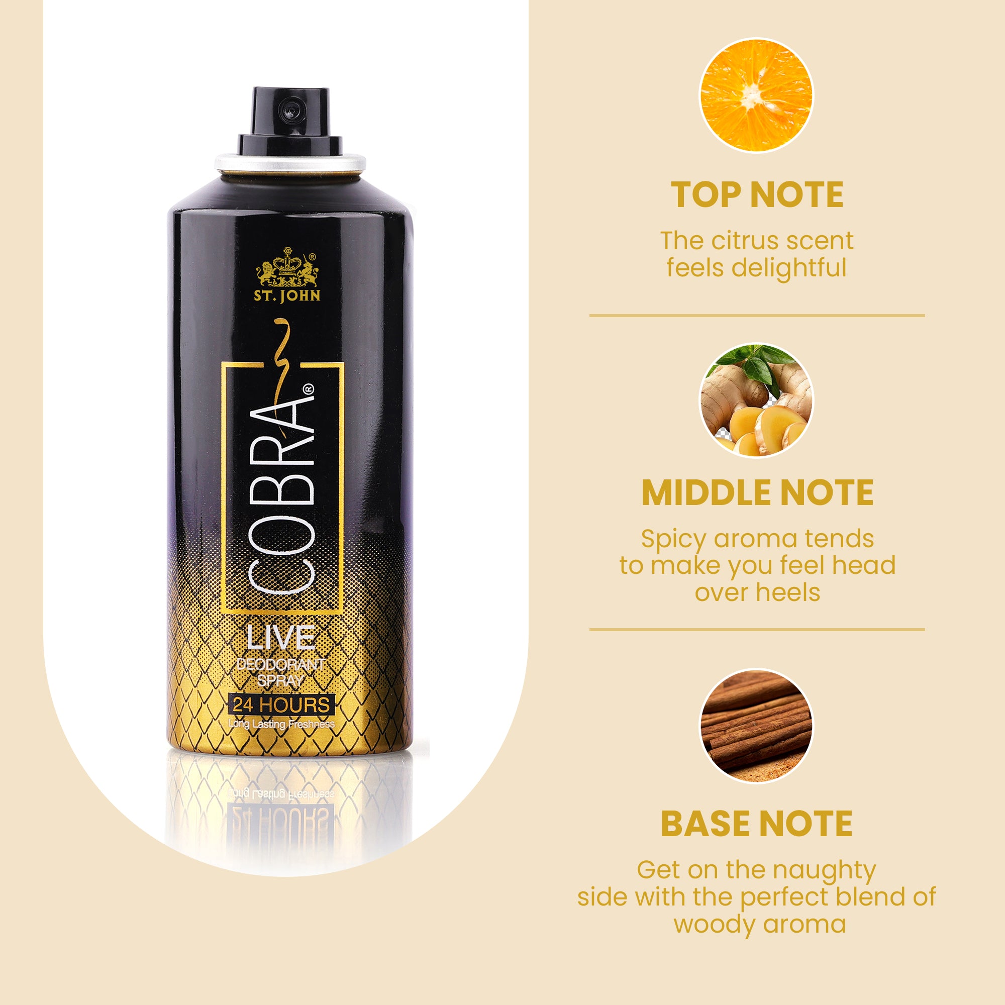 st john Cobra live Long Lasting Deodorant for men