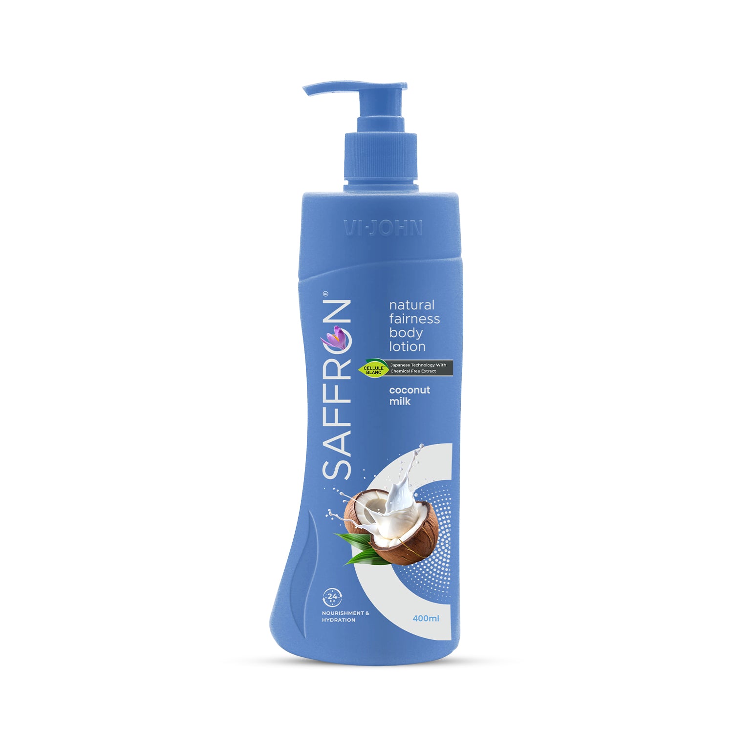 VI-JOHN Saffron Natural Fairness Body Lotion – Coconut Milk | Deep Hydration & Radiant Glow | For All Skin Types | 400ml