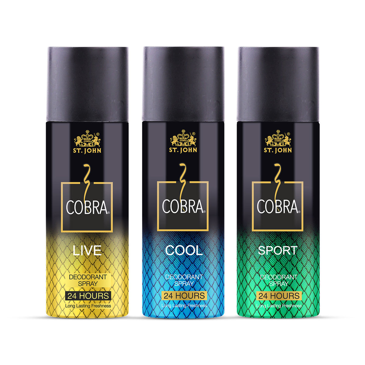 Cobra Active Deo Combo ( Cobra Live Long-lasting Deodorant + Cobra Sport Long-lasting Deodorant + Cobra Cool Long-lasting Deodorant ) 50ML