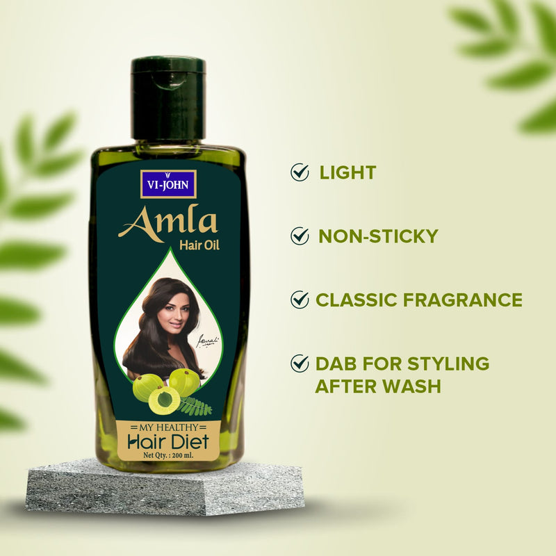 VI-JOHN Amla & Bhringaraj Oil For Strong & Healthy Hair - 200 ML