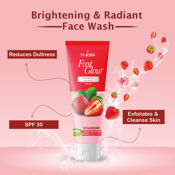 Vi-John Brightening Strawberry Face Wash For Dullness & Glowing Skin - 100 ML (For All Skin Types)