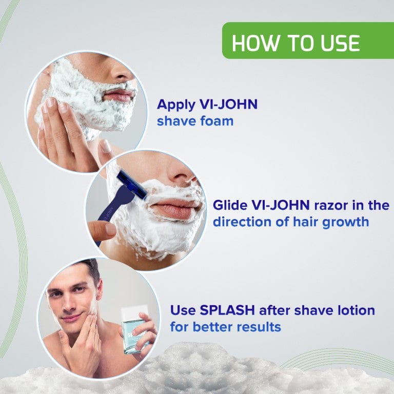 VI-JOHN Shaving Foam With Menthol, Tea Tree Oil & Vitamin E - 400 g (For Sensitive Skin)