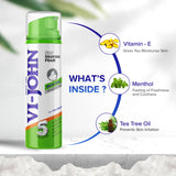 VI-JOHN Menthol Shaving Foam With 5 Way Action, Tea Tree Oil & Vitamin E -  200 GM (For Sensitive Skin)
