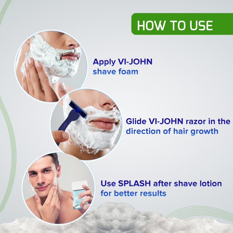 VI-JOHN Menthol Shaving Foam With 5 Way Action, Tea Tree Oil & Vitamin E -  200 GM (For Sensitive Skin)