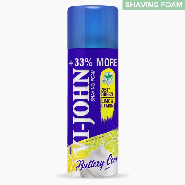 Vi-John Lemon Lime Shaving Foam With Anti Bacterial Formula, Tea Tree Oil & Vitamin E - 400 GM (For All Skin Types)