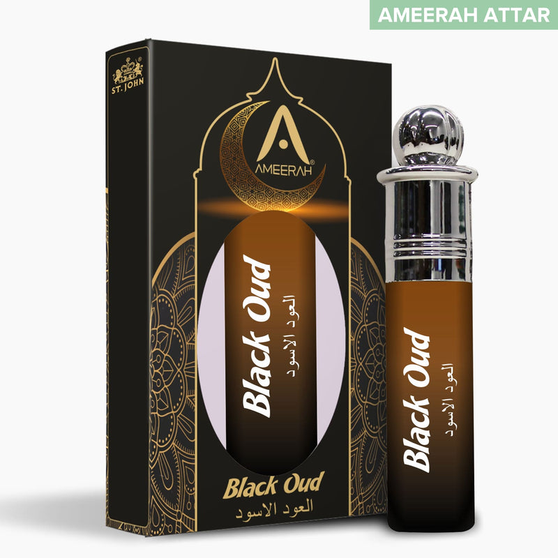 Ameerah Roll On Black Oud Attar | Long Lasting Fragrance | Alcohol Free Perfume For Men & Women - 8 ML