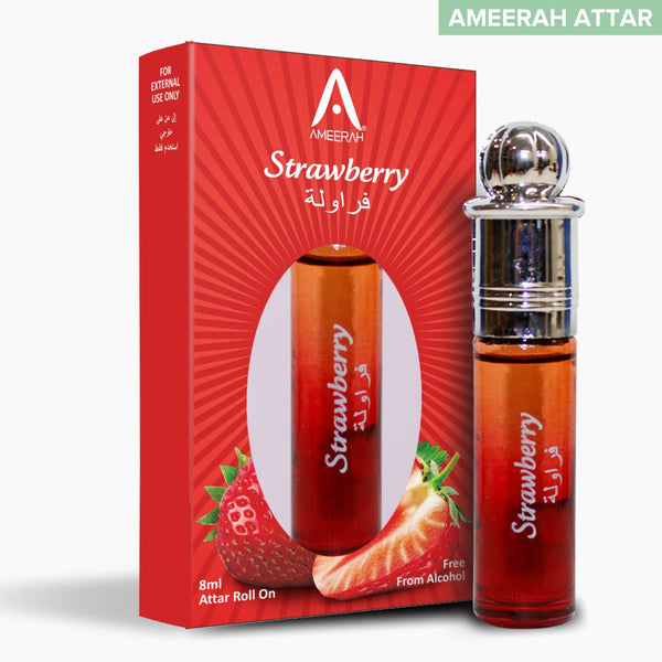 Ameerah Roll On Strawberry Attar | Long Lasting Fragrance | Alcohol Free Perfume For Men & Women - 8 ML
