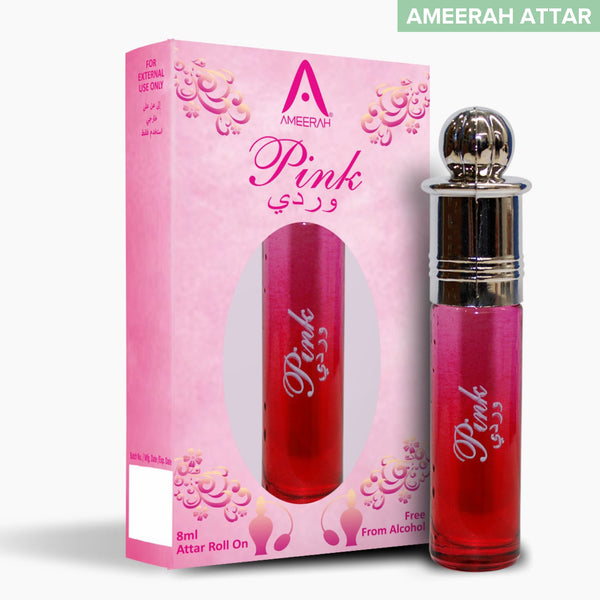 Ameerah Roll On Pink Attar | Long Lasting Fragrance | Alcohol Free Perfume For Men & Women - 8 ML