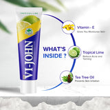 VI-JOHN Tropical Lime Shaving Cream With Bacti Gaurd Formula, Tea Tree Oil & Vitamin E - 125 GM