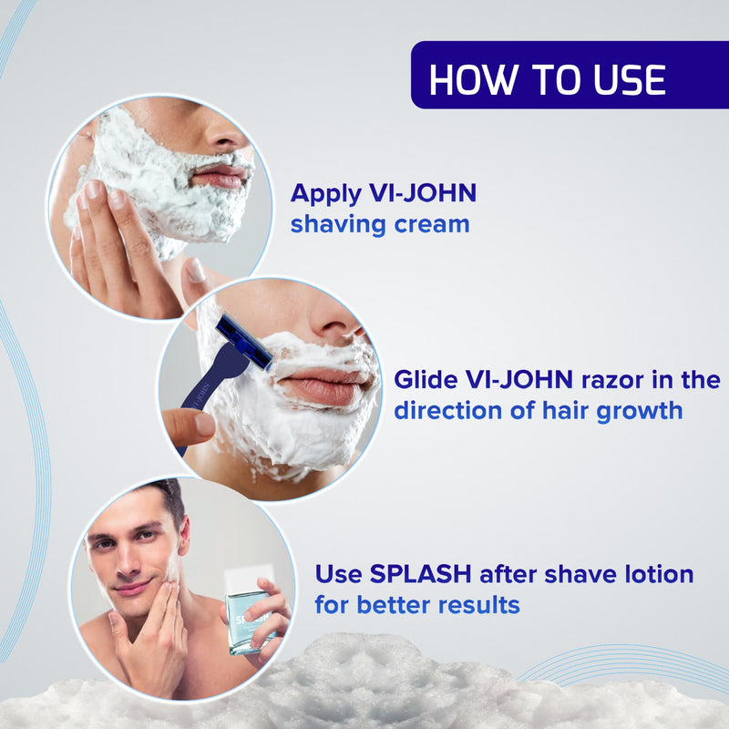 VI-JOHN Classic Shaving Cream With Tea Tree Oil & Vitamin E  - 125 GM For All Skin Types